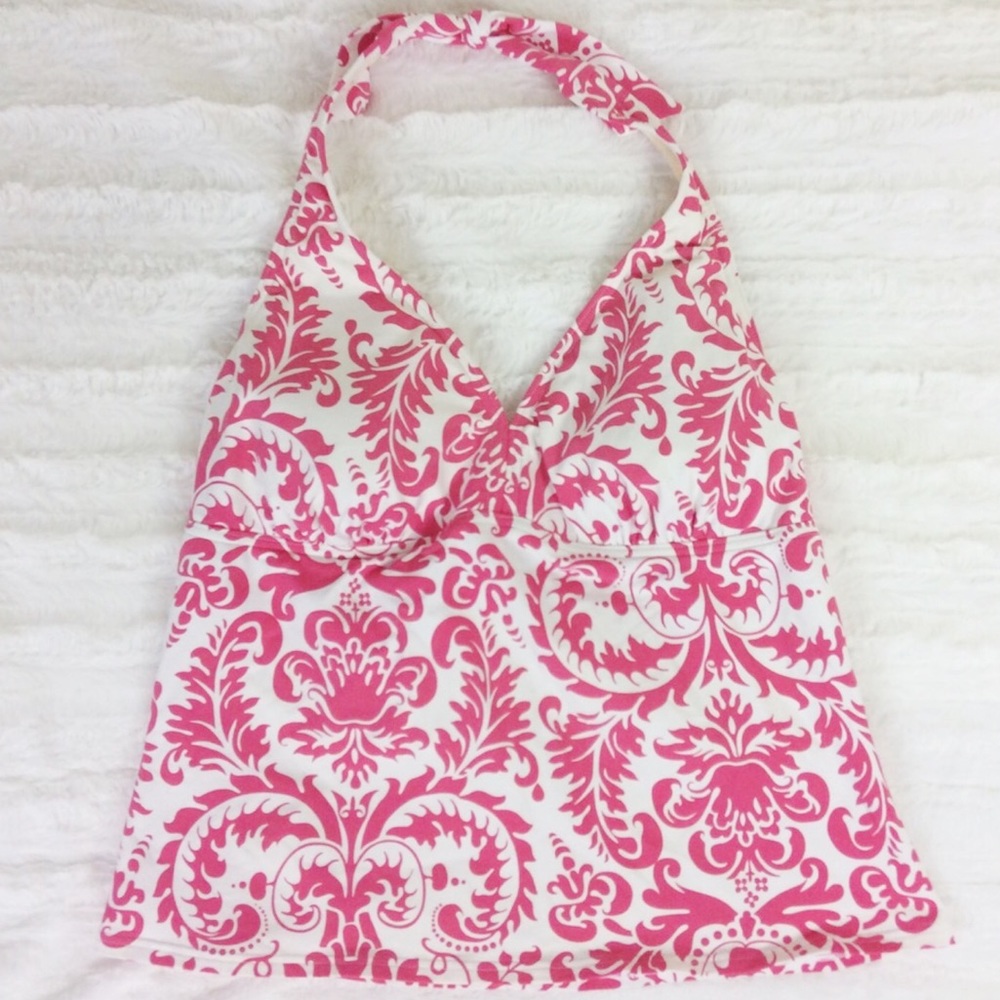 Lands End Tankini swim top halter floral